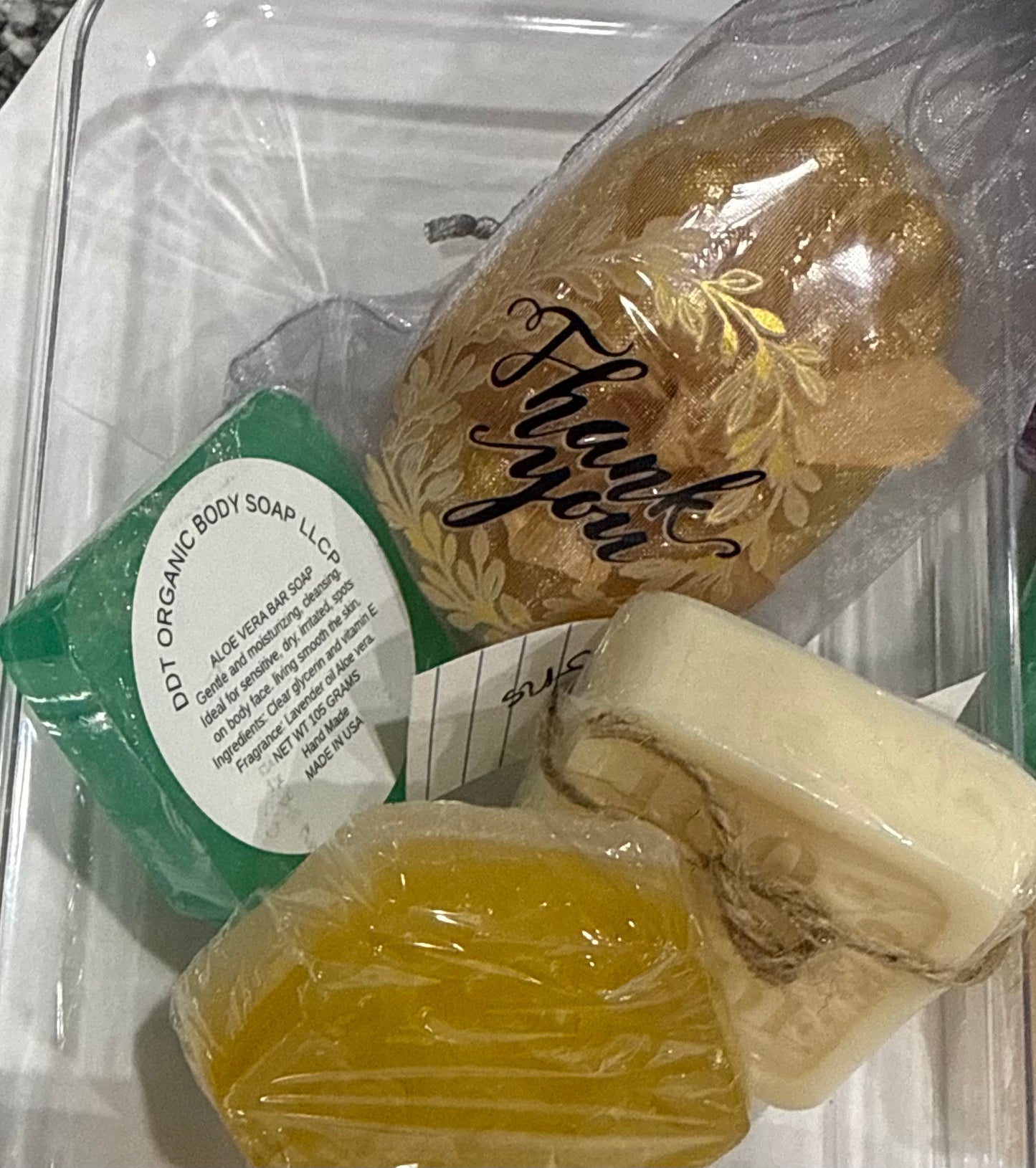 Premium handmade holiday spa gift set with 4 natural soap bars