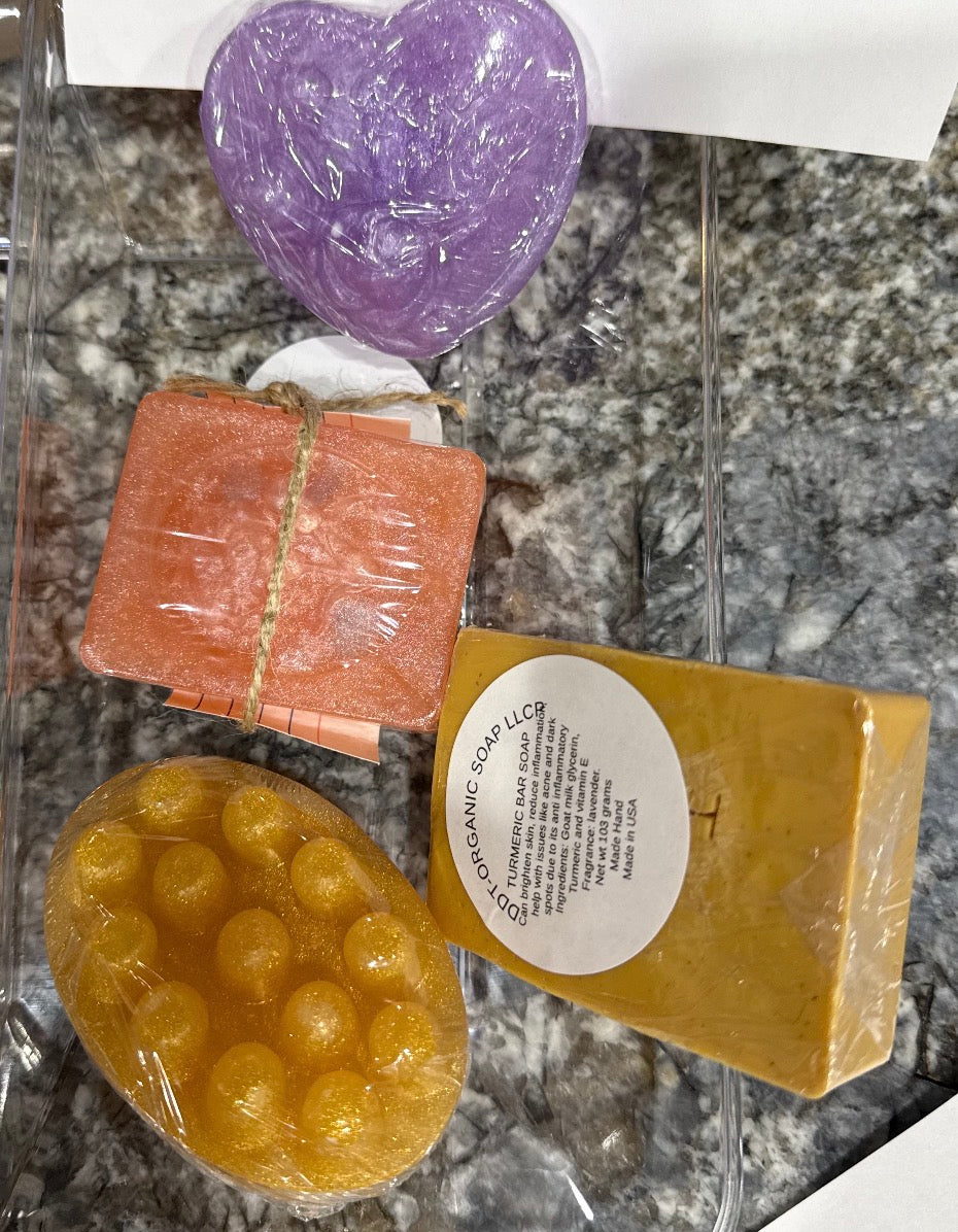 Handmade holiday spa gift set with 4 natural soap bars