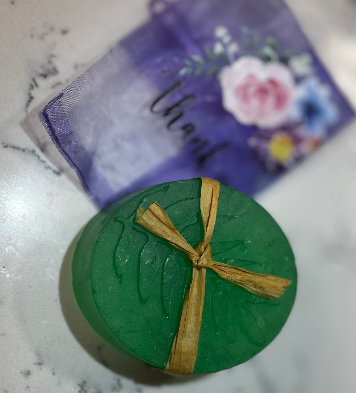 Natural aloe vera soap bar close-up