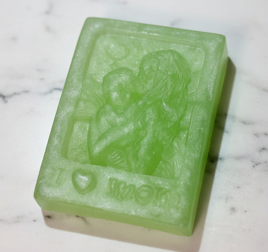 Handmade apple green bar soap with natural ingredients