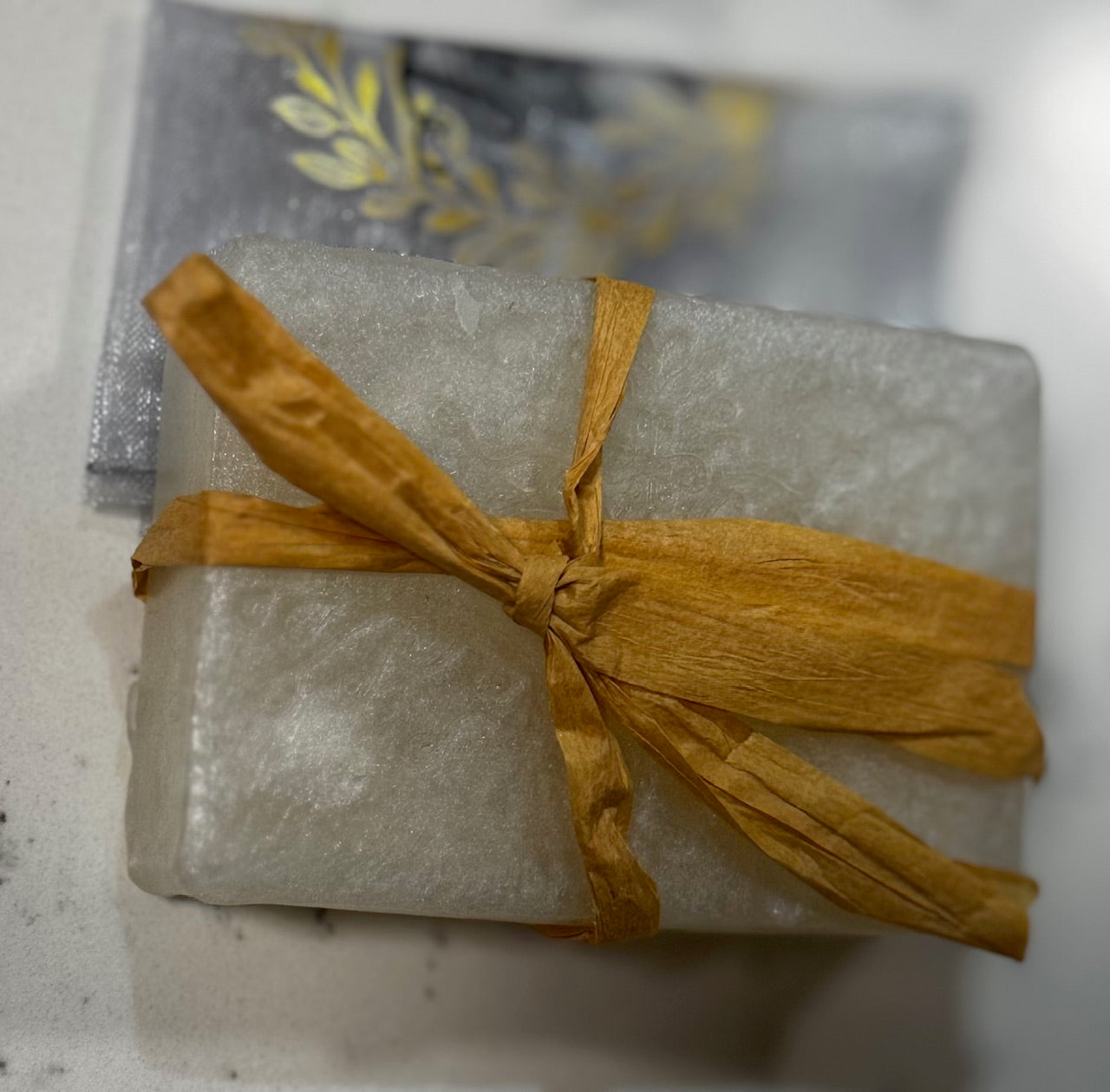 Natural coconut honey soap bar close-up