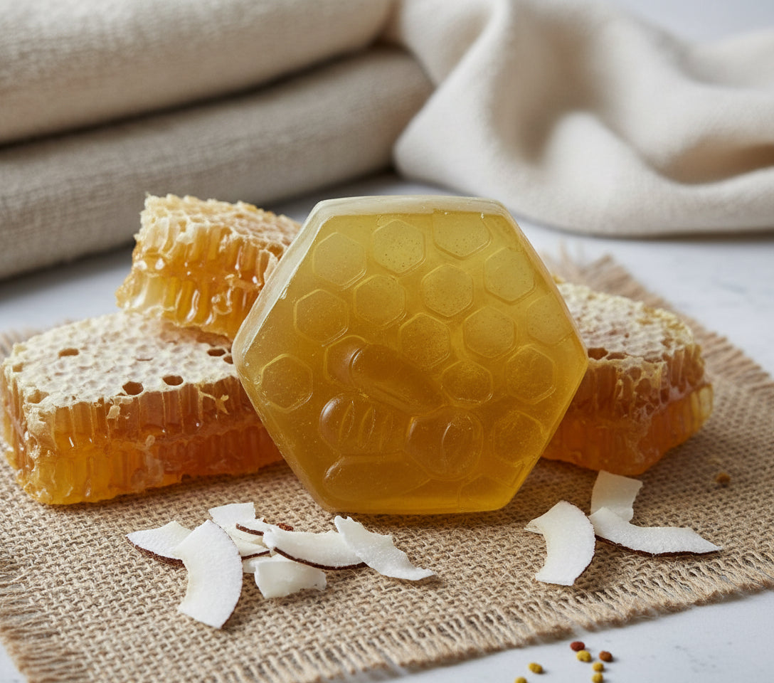 Handmade honey bee coconut moisturizing soap with natural ingredients