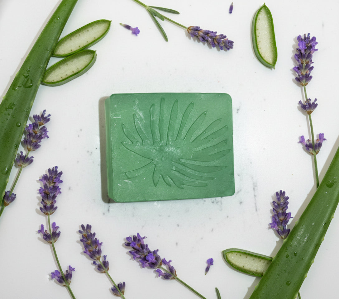 Handmade aloe vera soothing bar soap with natural ingredients