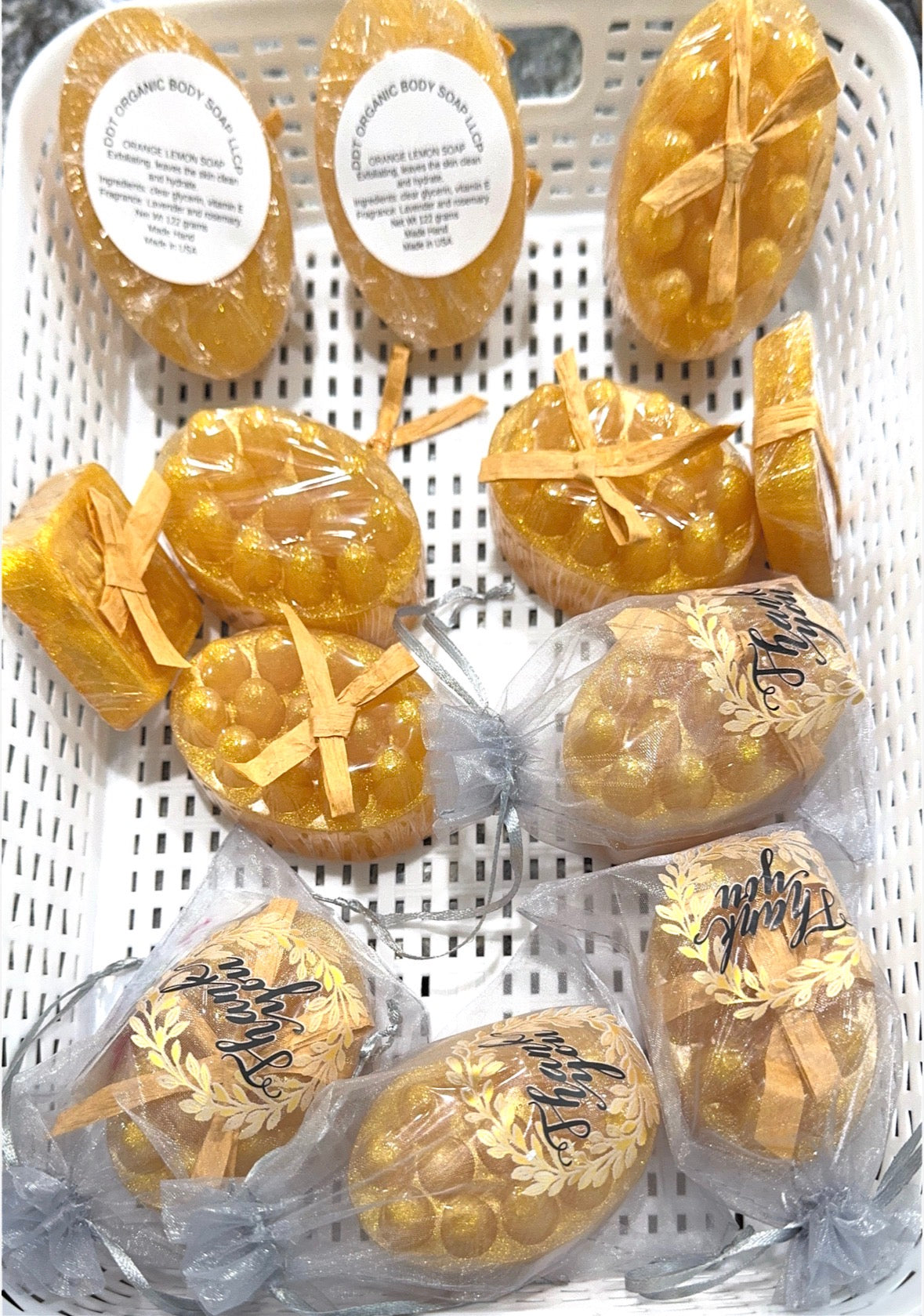 Handmade orange lemon citrus bar soap with natural oils