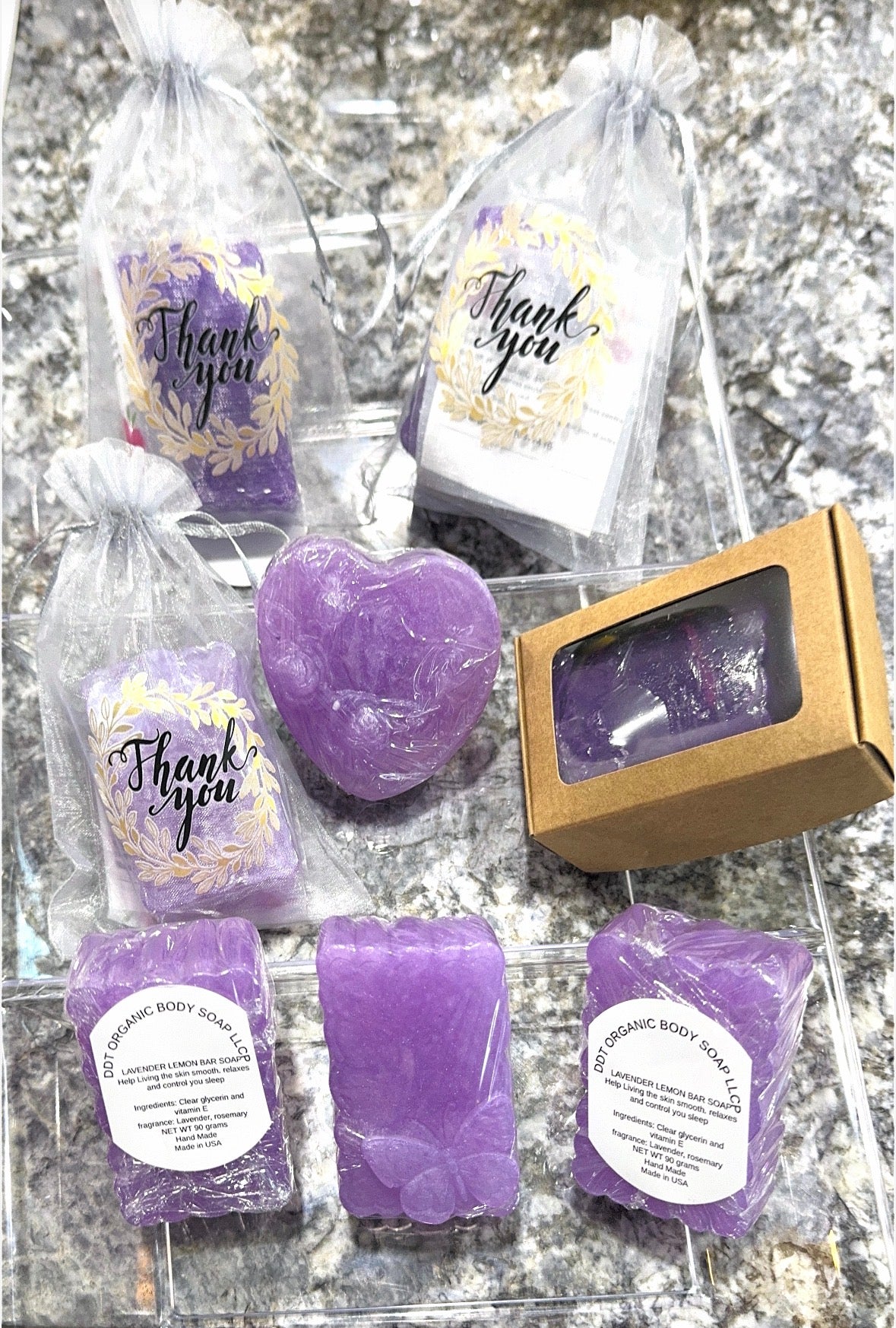 Natural lavender lemon soap bar detail