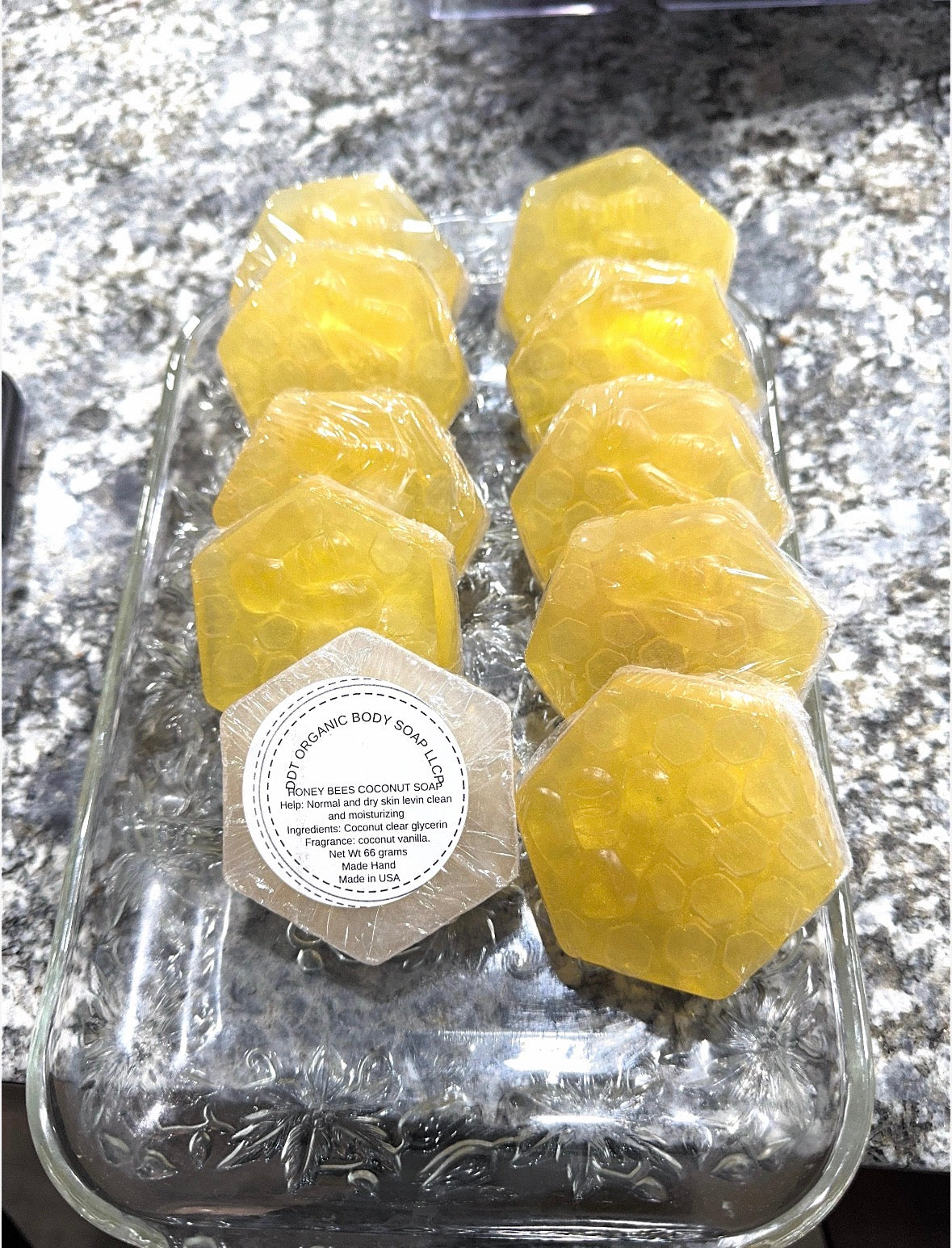 Handmade coconut vanilla honey bee soap